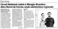 Escrime. Circuit national cadets à Mangin-Beaulieu : Alice Hervé de Ferron, seule satisfaction régionale